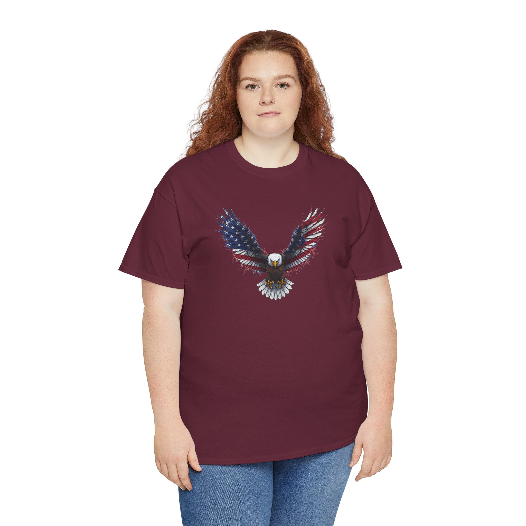 American Flag Eagle T-Shirt | Patriotic Flying Bald Eagle Tee