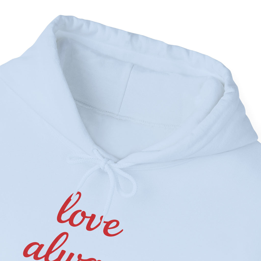 Valentine's Day Love Always Wins Hoodie | XOXO Red Script