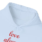 Valentine's Day Love Always Wins Hoodie | XOXO Red Script