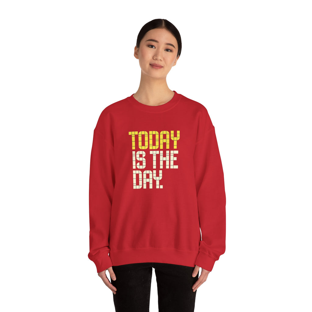 Today Is The Day Crewneck Sweatshirt | Motivational Retro Tile Text