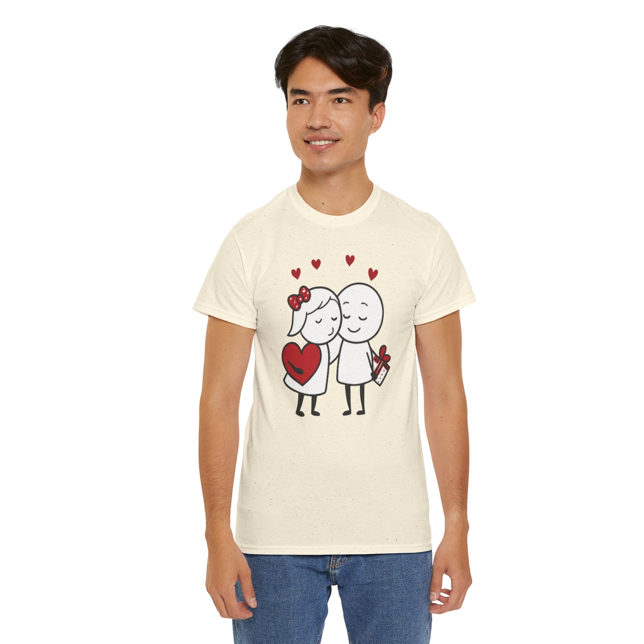 Valentine's Day Couple T-Shirt - Cute Love Cartoon Design Gift