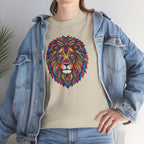 Colorful Geometric Lion T-Shirt | Vibrant Tribal Lion Tee, Graphic Animal Shirt