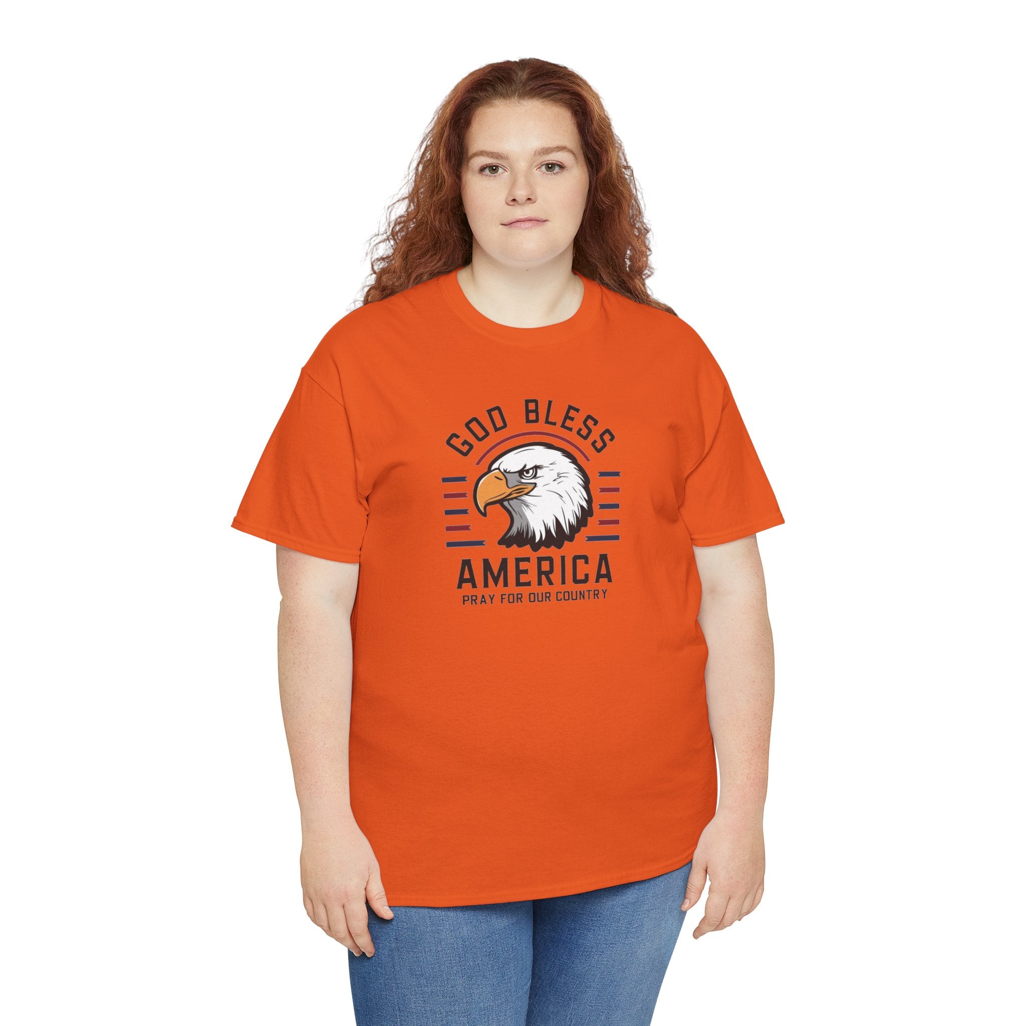 God Bless America Eagle Memorial Day Tee | Patriotic USA Flag Stripes