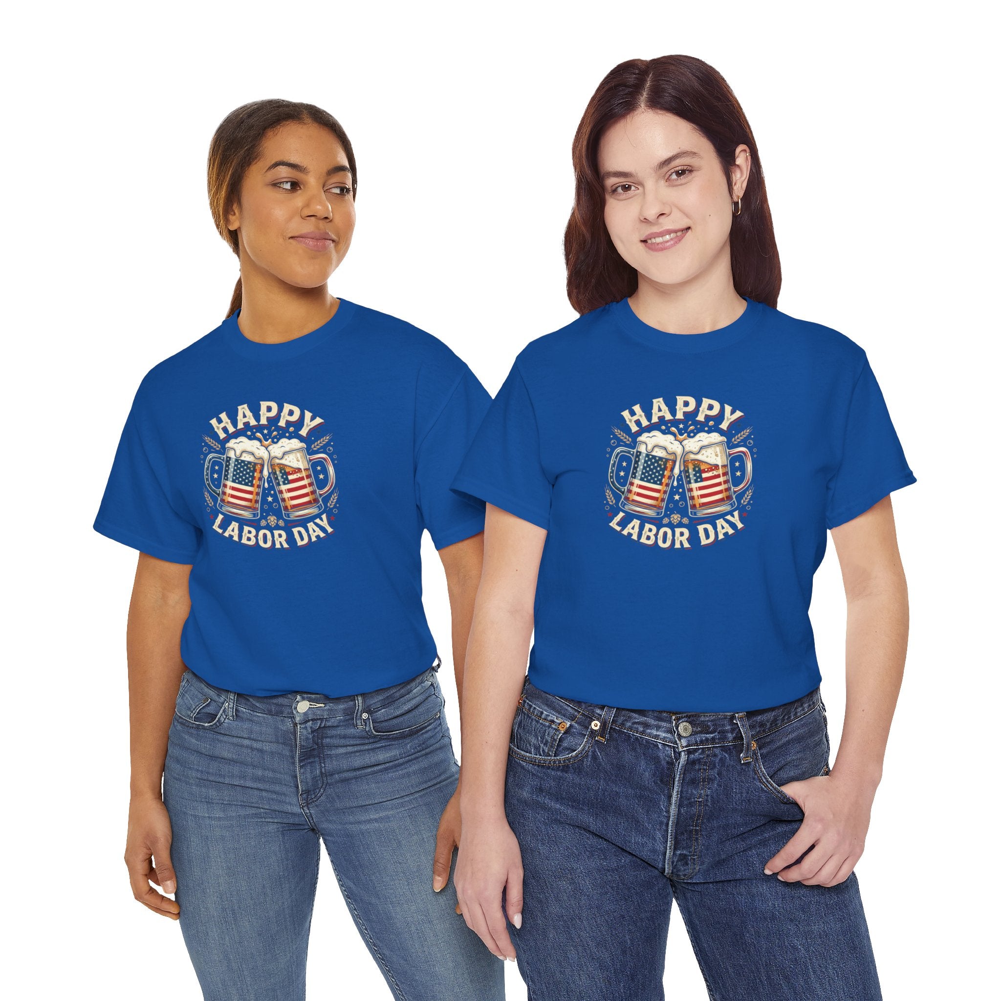 Happy Labor Day Beer Mugs T-Shirt | American Flag Cheers Tee