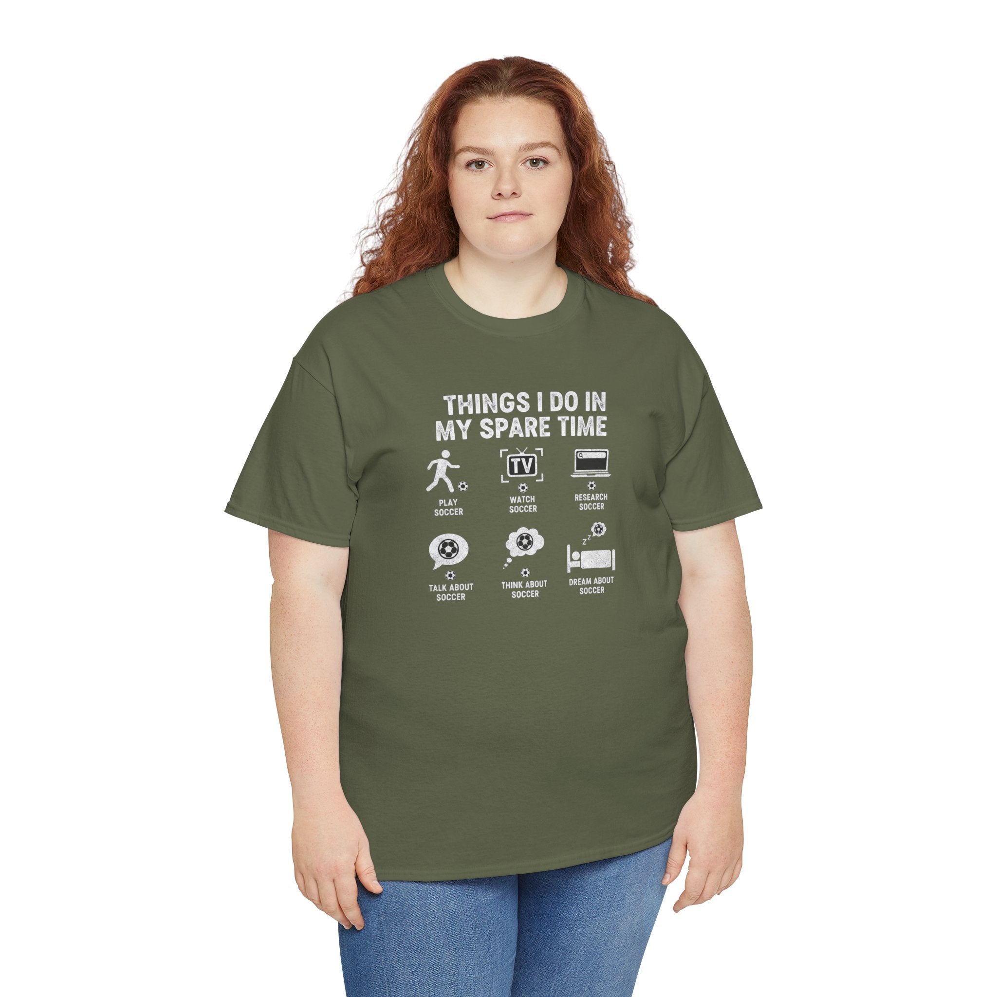 Things I Do In My Spare Time Tee | Gaming Soccer, TV, Reading, Gardening Icons