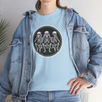 Three Sitting Skeletons Tee | Skull Circle Illustration, Halloween Shirt