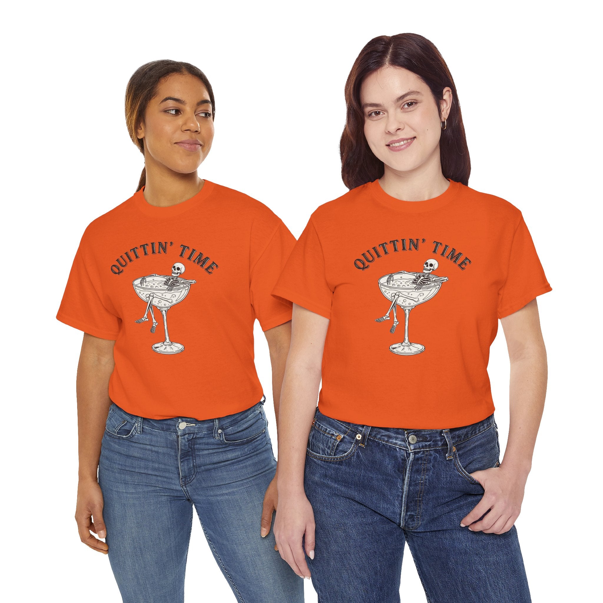 Quittin' Time Champagne Glass Illustration Tee | Retro Cocktail Shirt