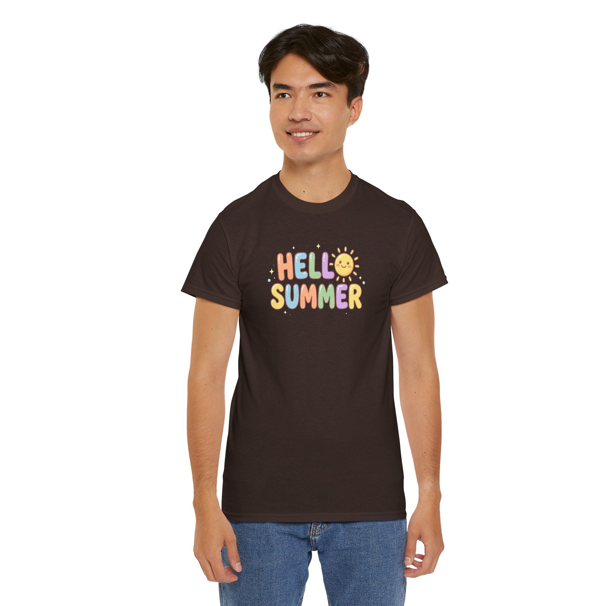 Hello Summer sun graphic Tee | pastel retro bubble letters