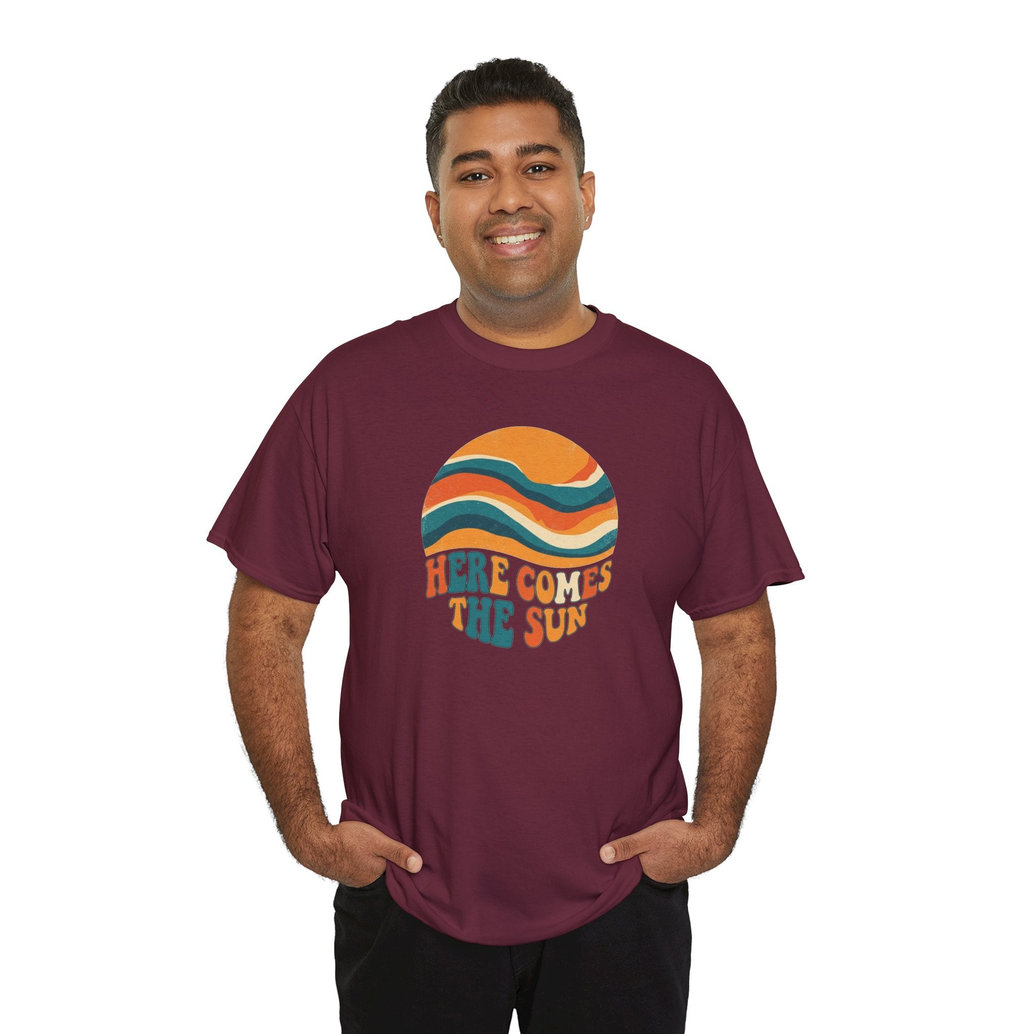 Here Comes The Sun T-Shirt | Retro Sun Waves Graphic Tee