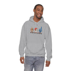 Vintage Football Characters Hoodie | Cartoon Helmet, Foam Finger, Football Mascot