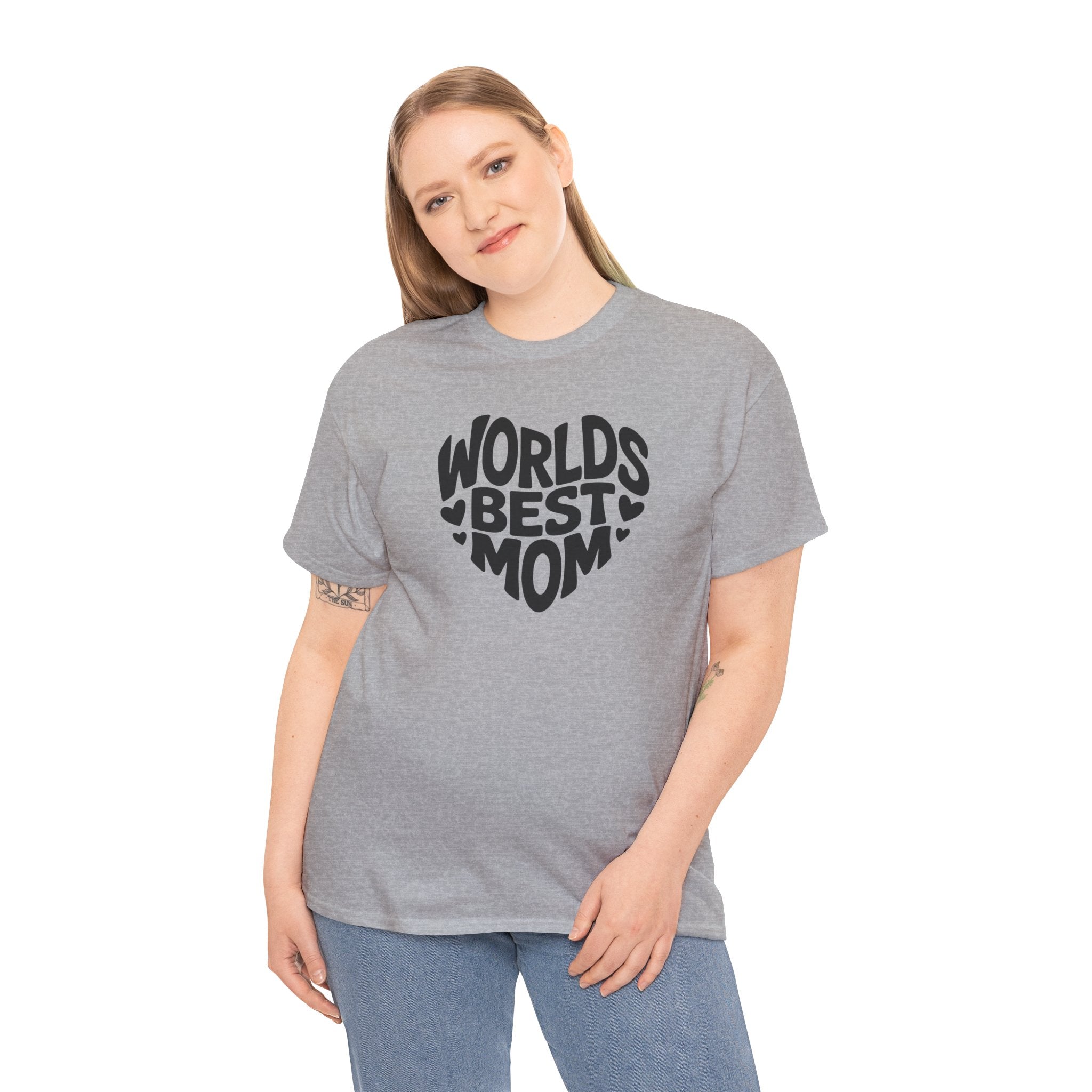 Worlds Best Mom heart graphic T-Shirt | Mother's Day typography tee