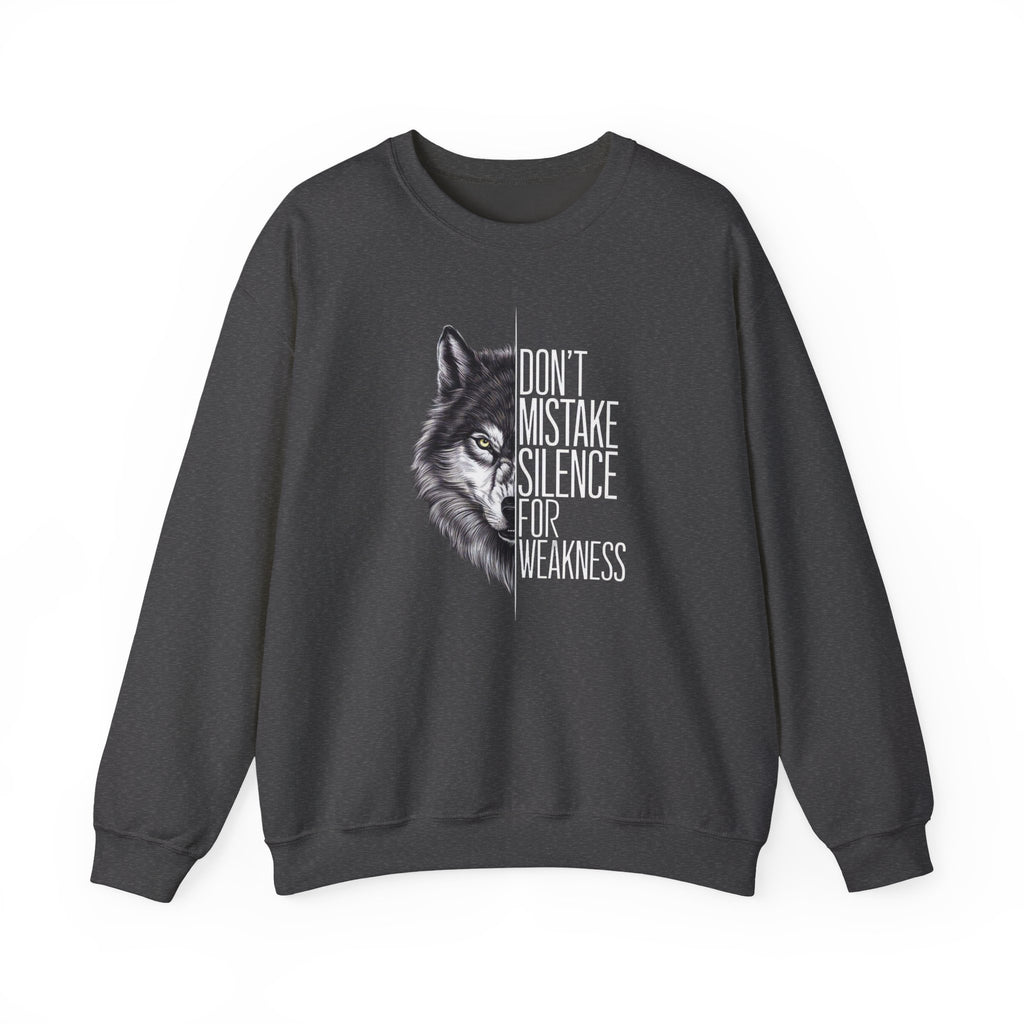 Wolf Half-Face Portrait Don't Mistake Silence For Weakness Crewneck