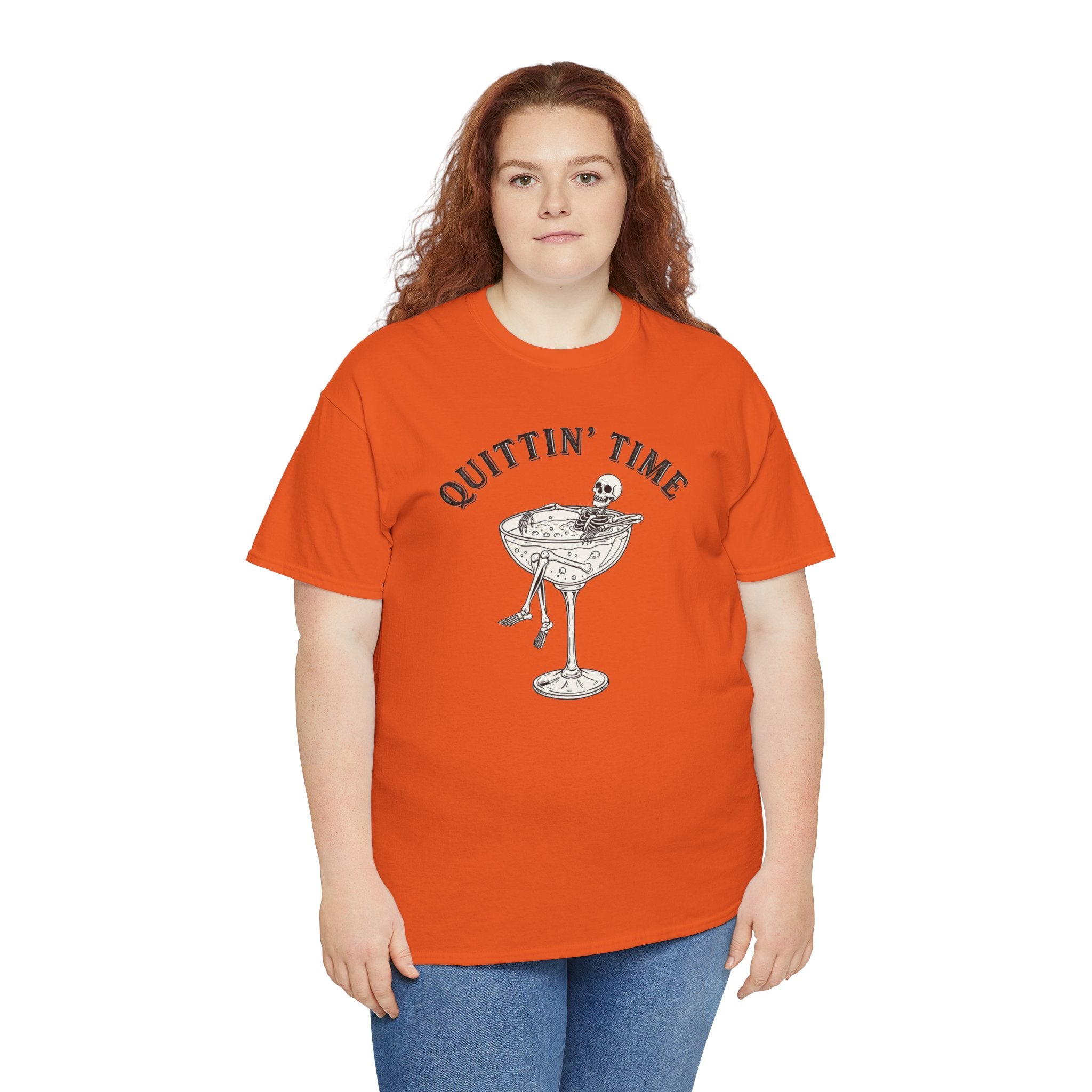 Quittin' Time Champagne Glass Illustration Tee | Retro Cocktail Shirt