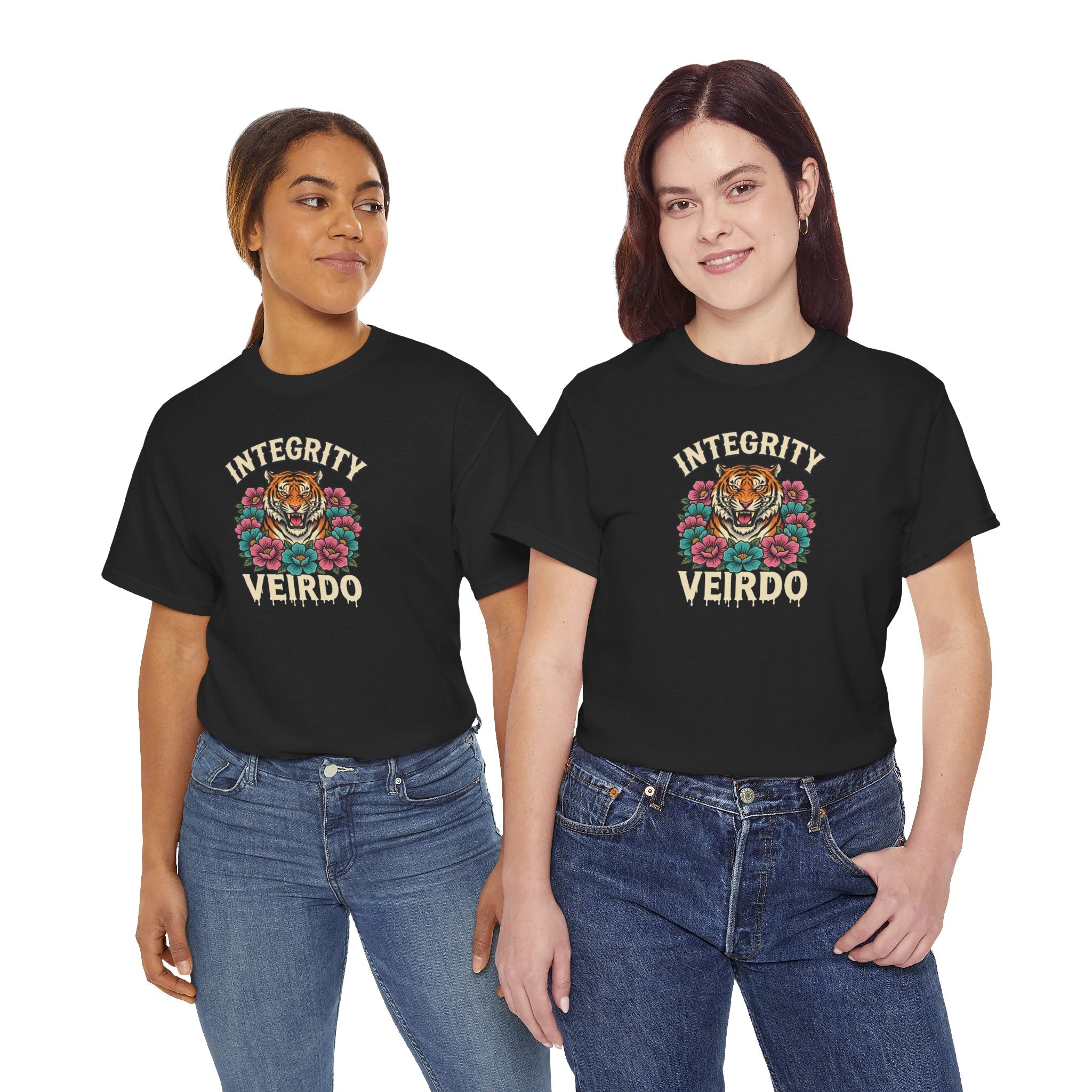 Integrity Weirdo T-Shirt | Tiger and Floral Illustration