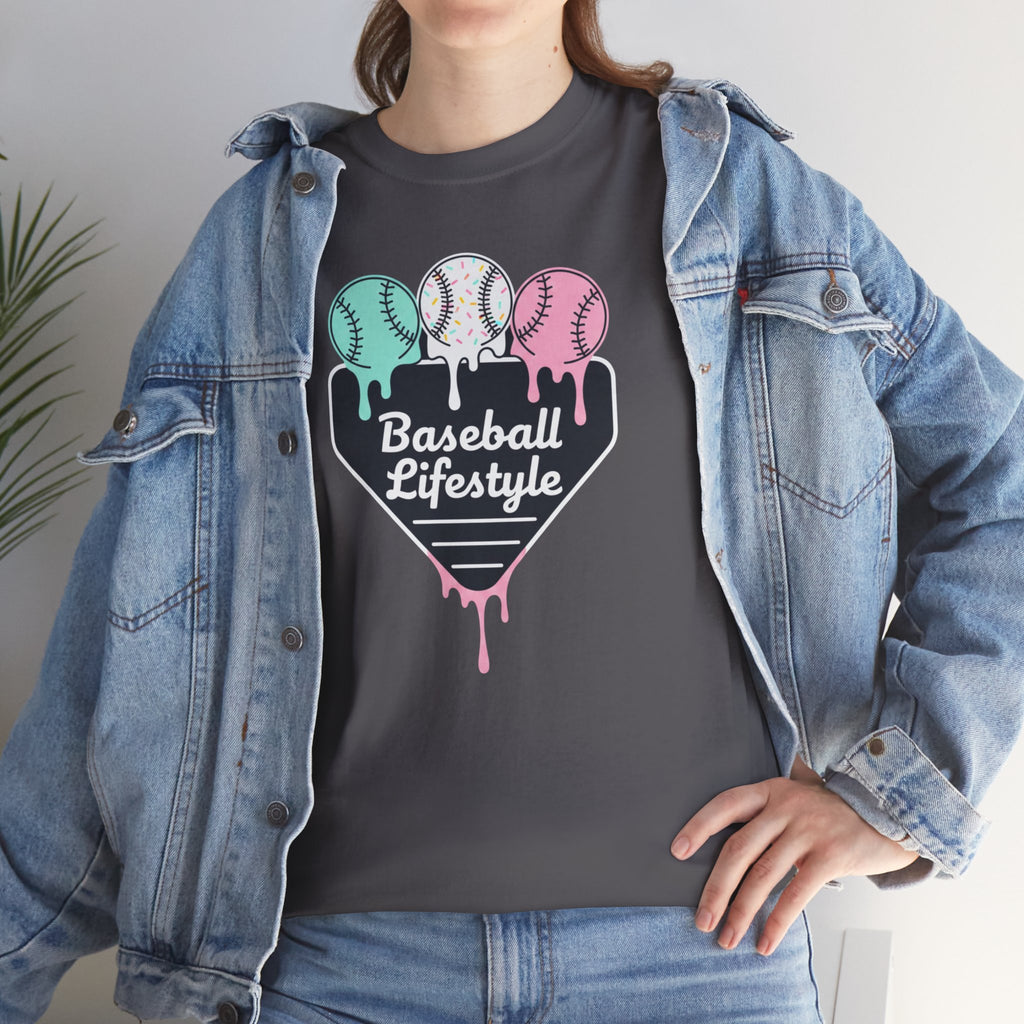 Baseball Lifestyle Tee | Dripping Home Plate with Pastel Baseballs