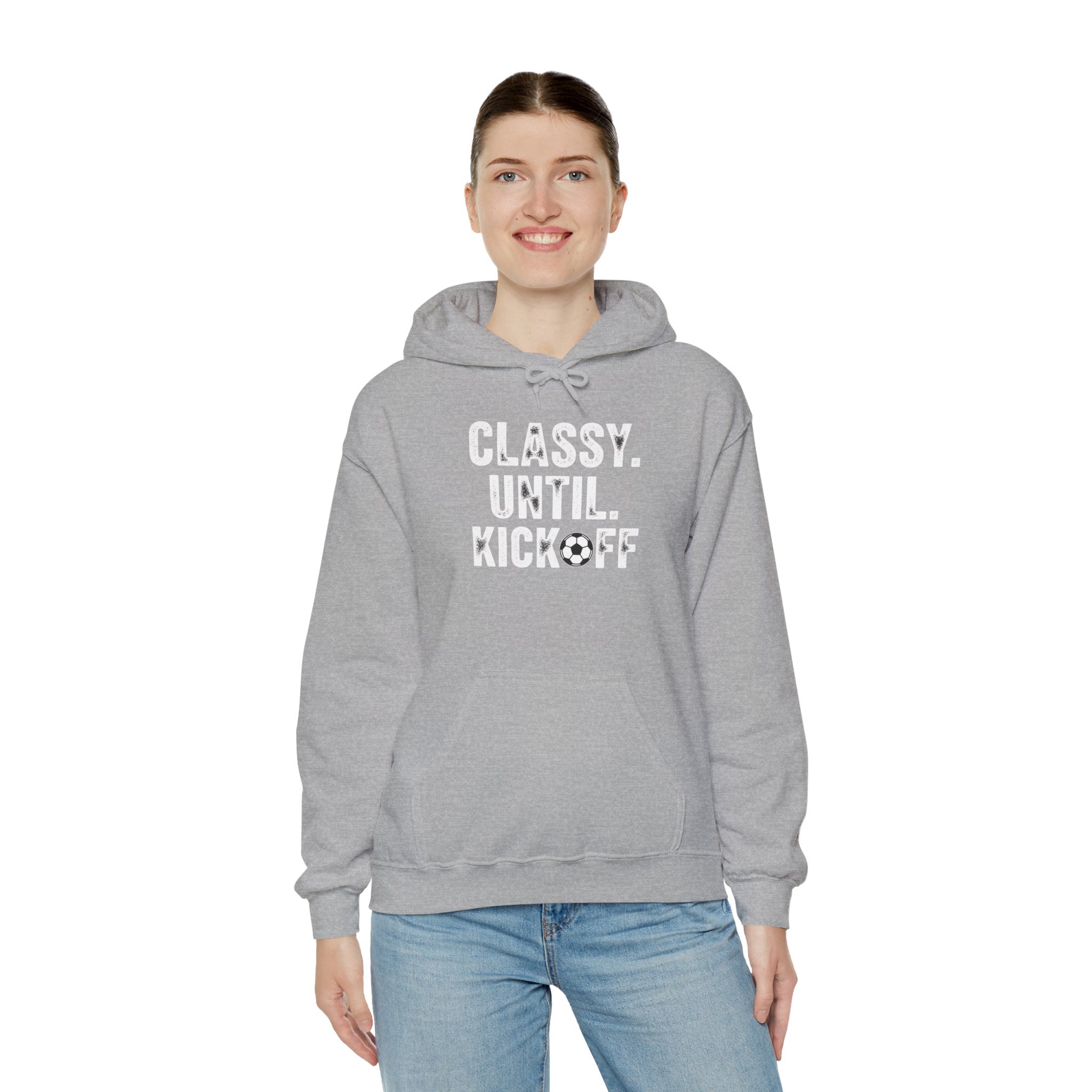 Classy Until Kickoff Hoodie | Football Mom Dad Tailgate Sweatshirt