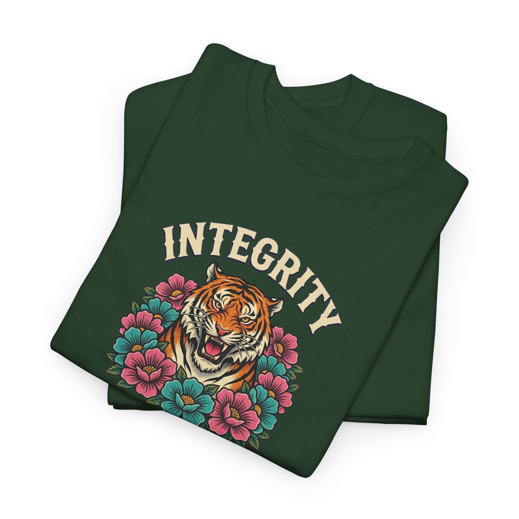 Integrity Weirdo T-Shirt | Tiger and Floral Illustration