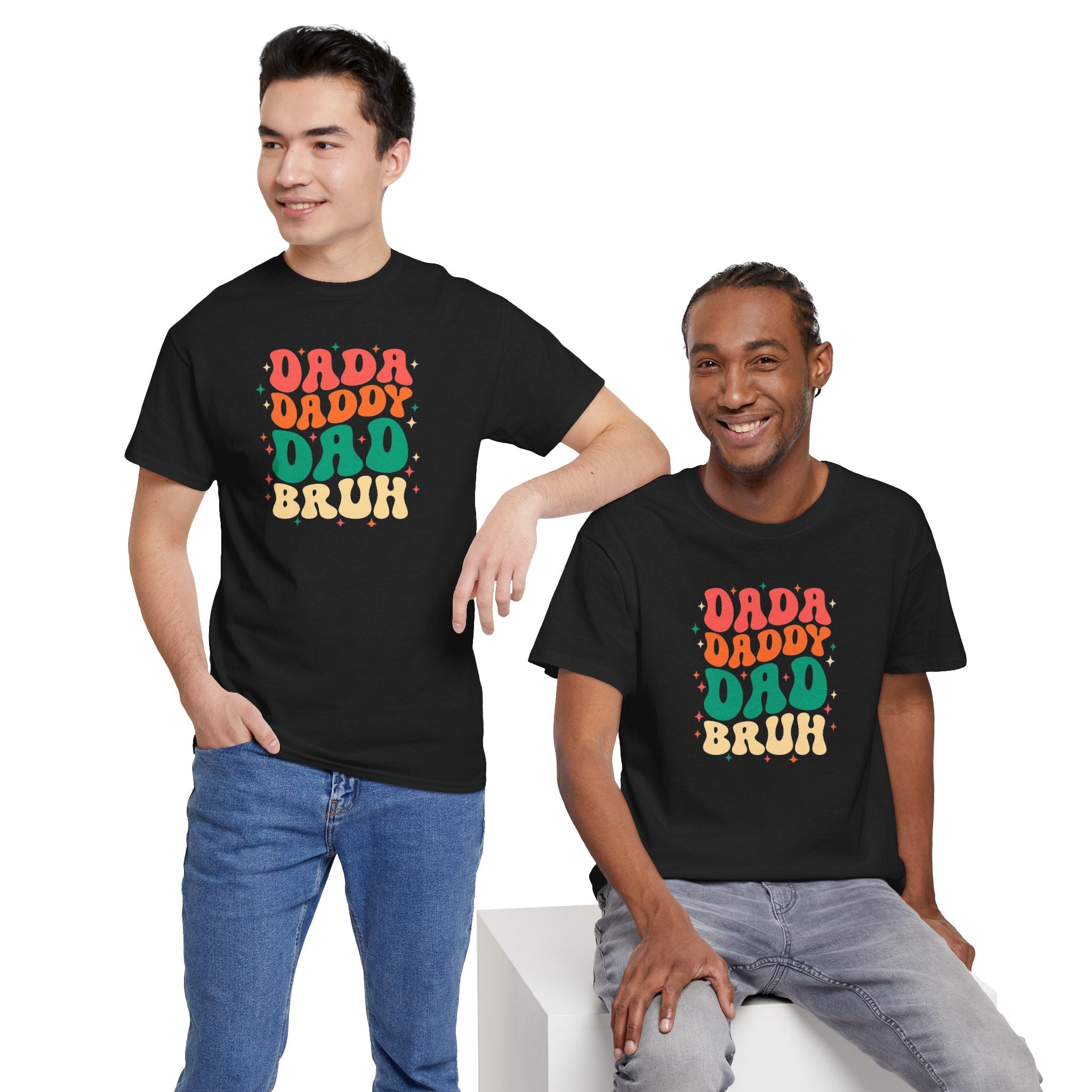 Dada Daddy Dad Bruh T-Shirt | Father's Day Retro Bubble Text Dad Shirt