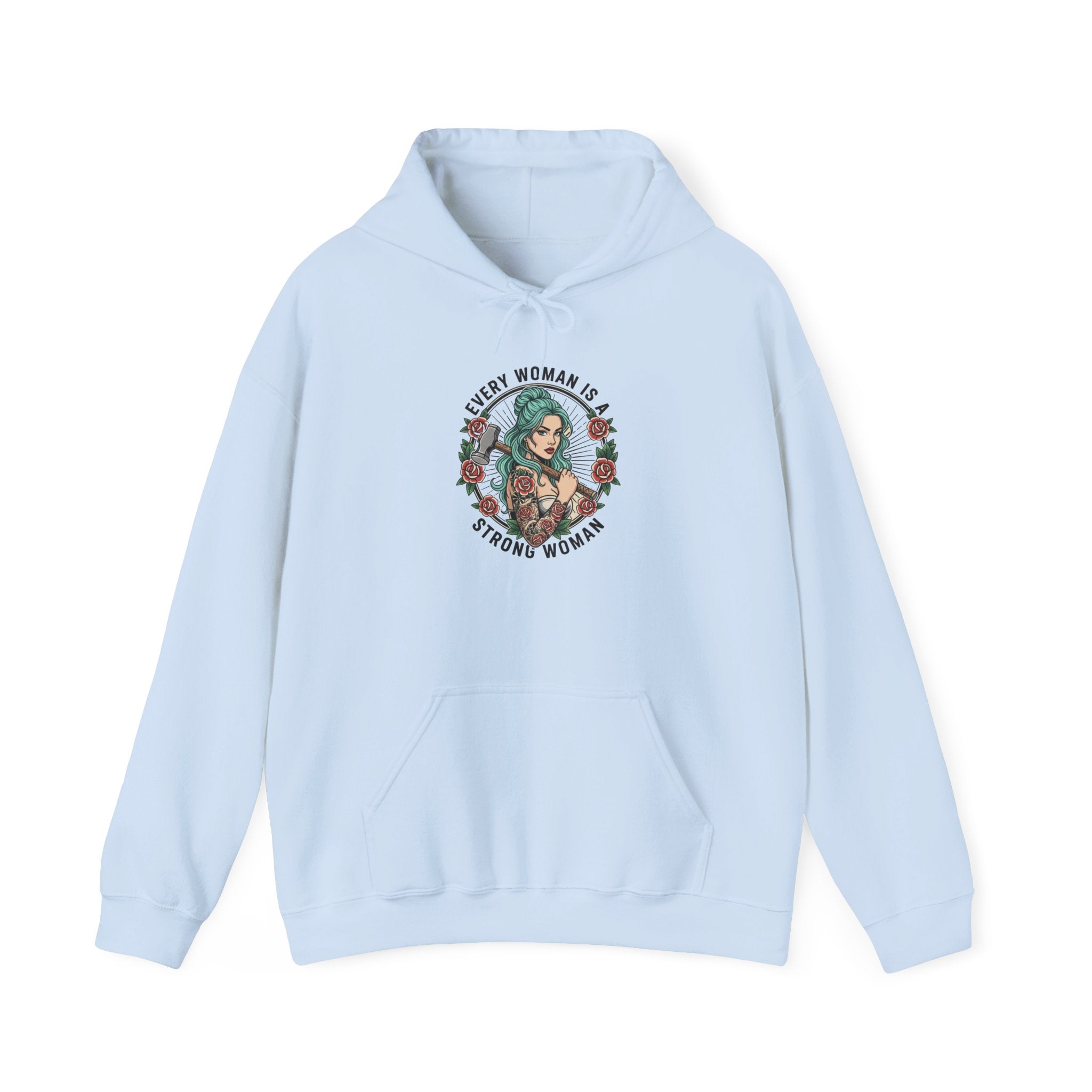 Every Woman Is Strong Woman Hoodie | Floral Tattoo Woman Illustration