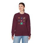 Sports Icons grid Crewneck Sweatshirt | soccer, trophy, cleats, whistle