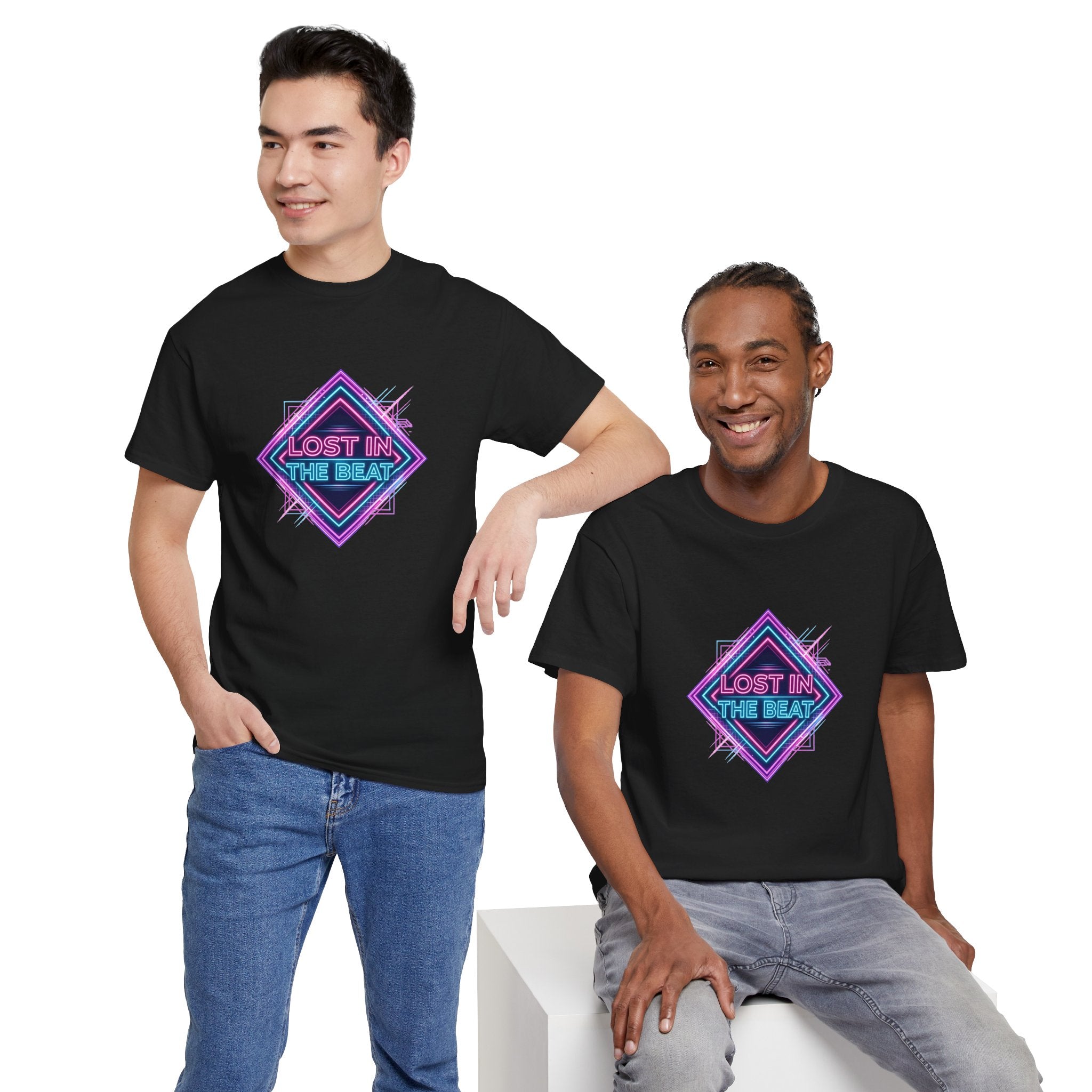 Lost in the Beat Tee | Retro Neon Diamond Music Graphic