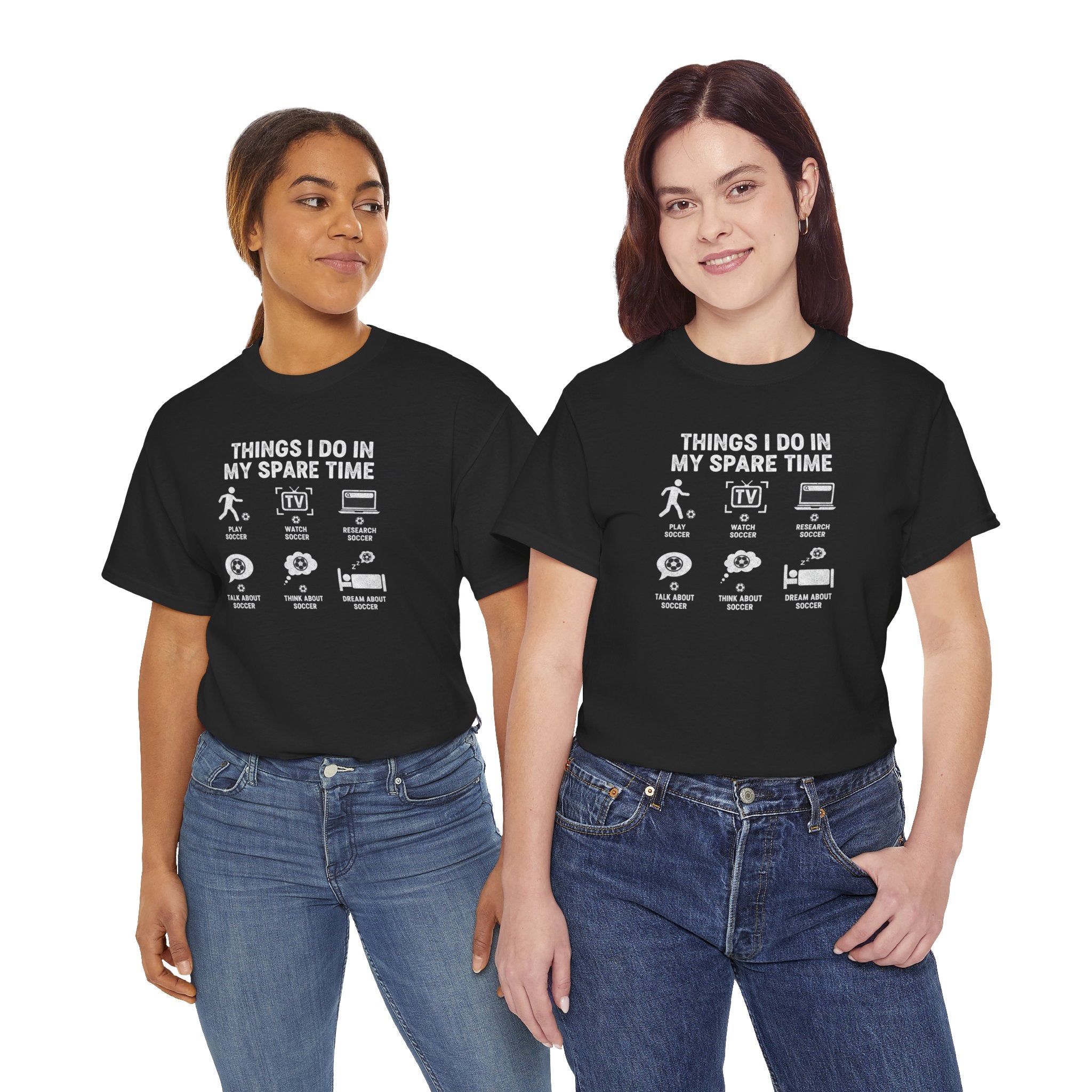 Things I Do In My Spare Time Tee | Gaming Soccer, TV, Reading, Gardening Icons