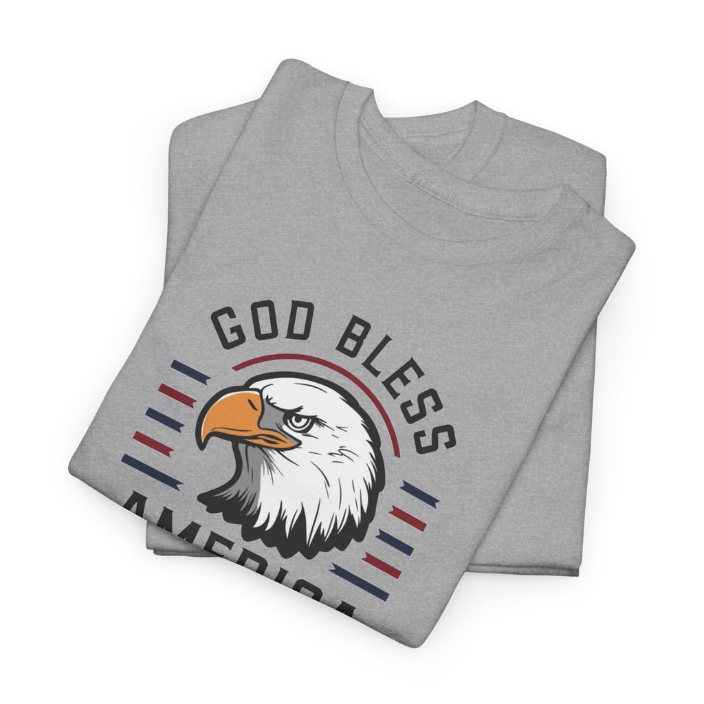 God Bless America Eagle Memorial Day Tee | Patriotic USA Flag Stripes