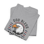 God Bless America Eagle Memorial Day Tee | Patriotic USA Flag Stripes