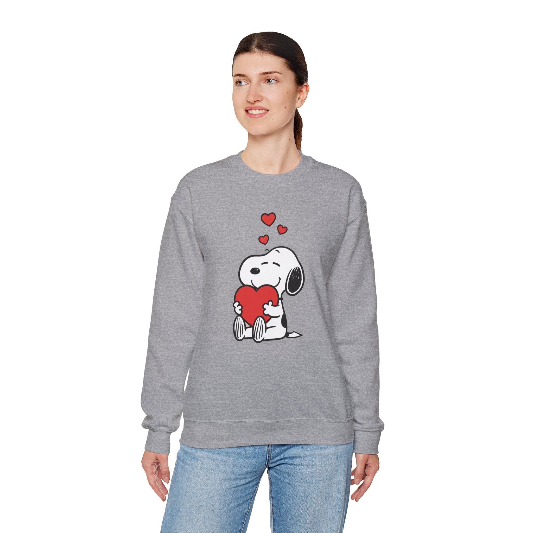 Valentine's Day Snoopy Holding Heart Sweatshirt | Valentine Peanuts Crewneck