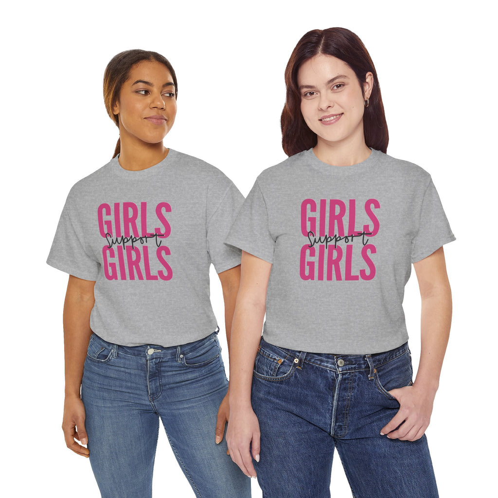 Girls Support Girls T-Shirt | Feminist Pride Tee, Pink Typography