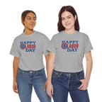 Happy Labor Day T-Shirt | Patriotic Floral Sunburst, Red Blue Holiday Tee