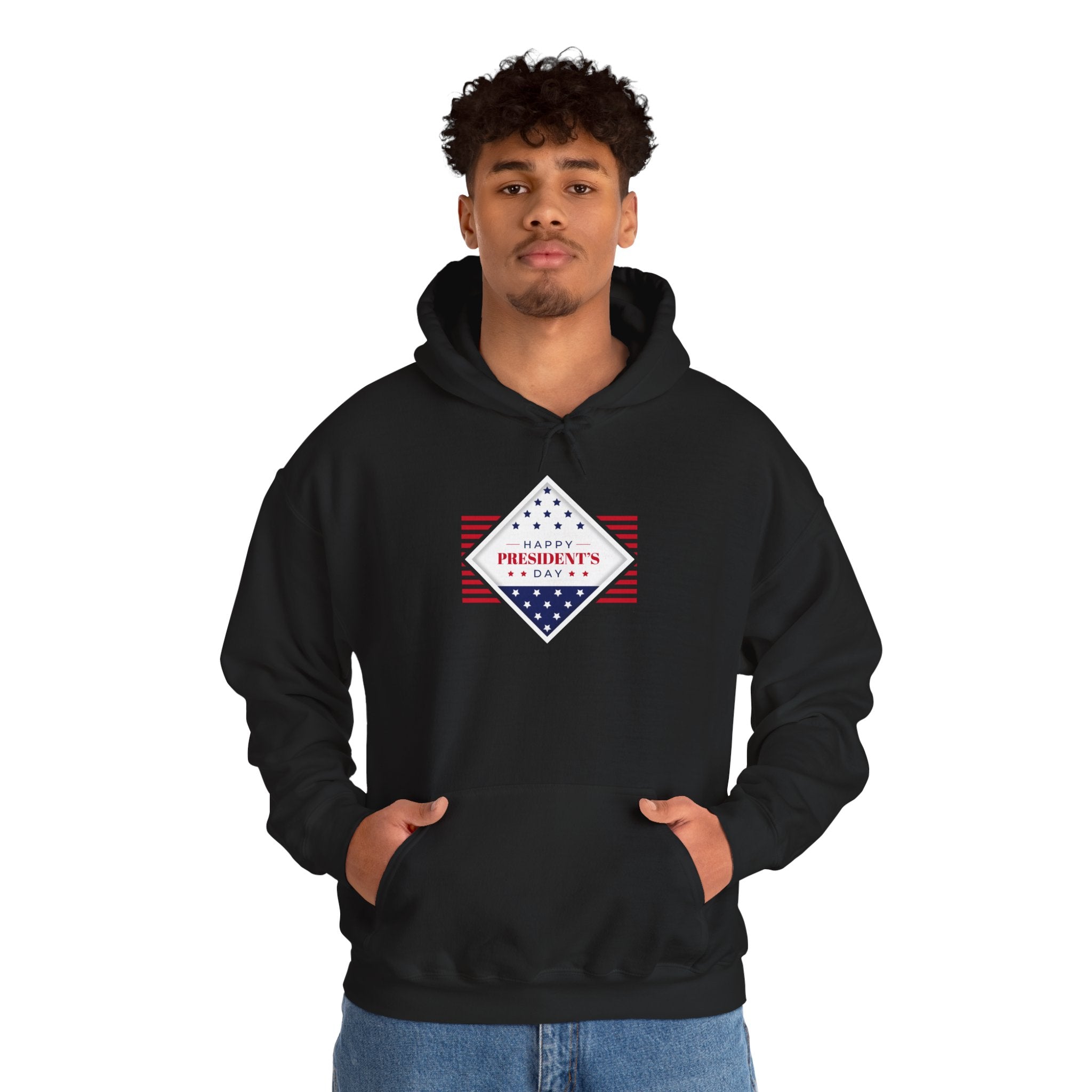 Presidents Day Diamond Flag Hoodie | Patriotic Red White Blue