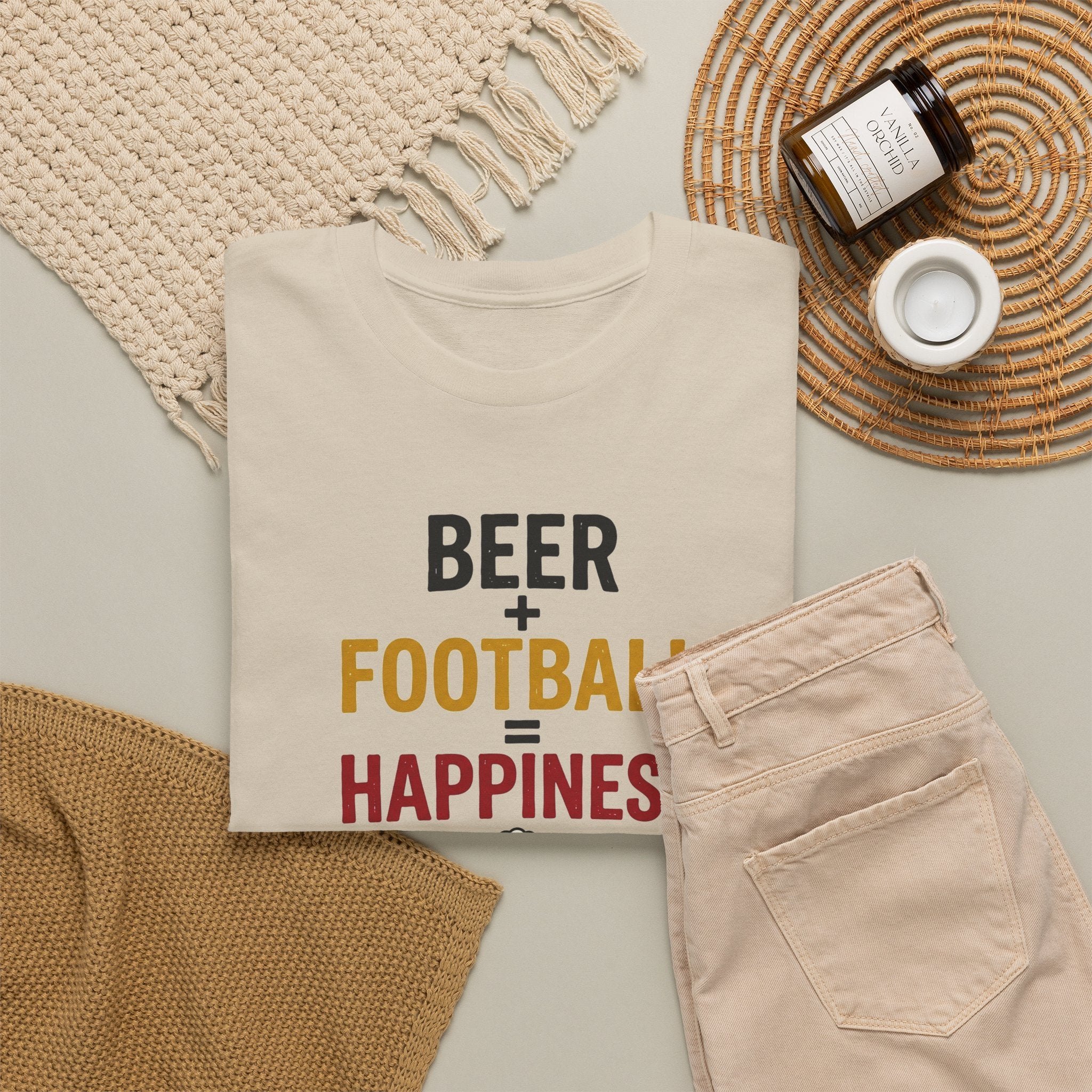 Beer + Football = Happiness T-Shirt | Football Fan Tee, Beer Lover Shirt