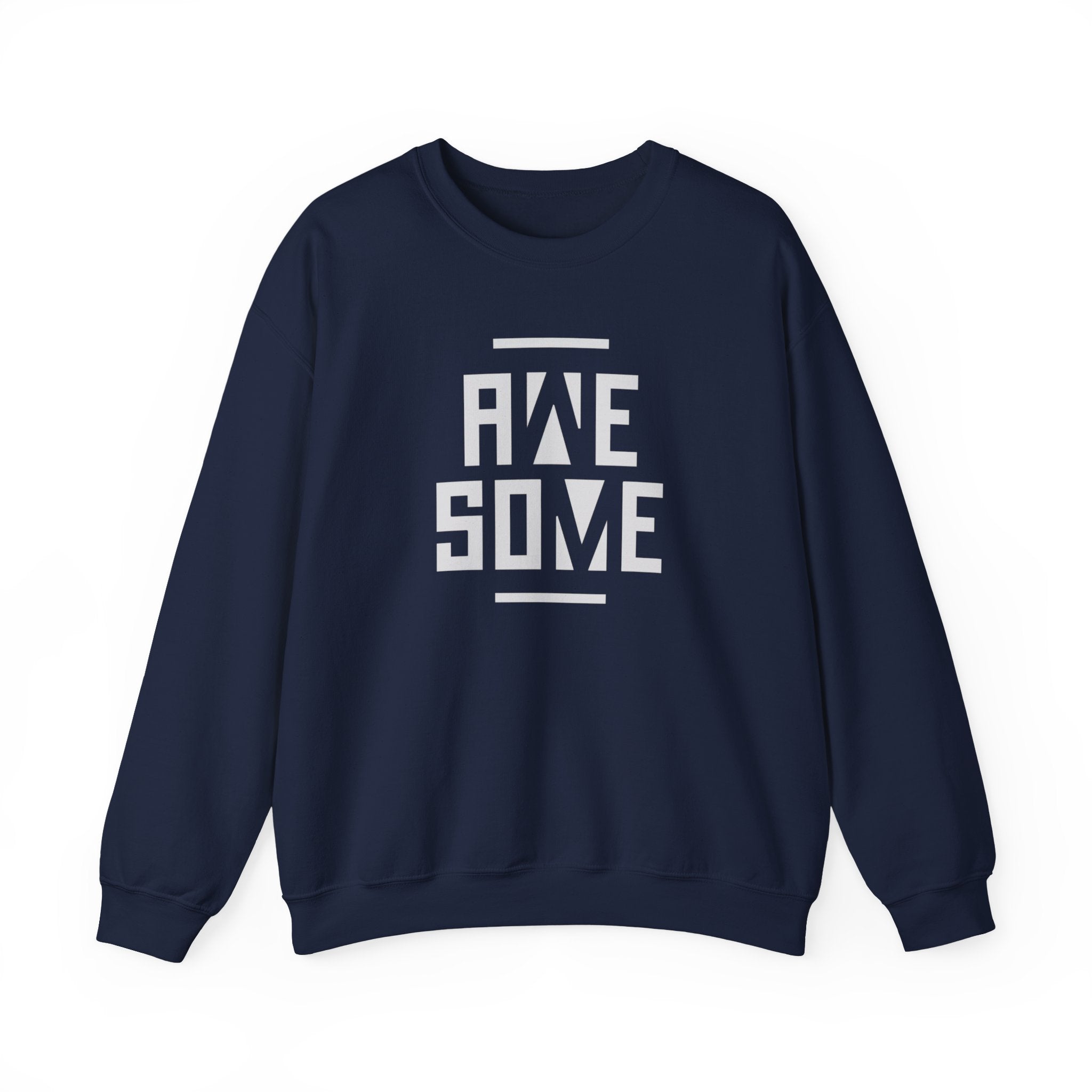 Awesome Block Letter Sweatshirt | Bold Typography Crewneck, Black