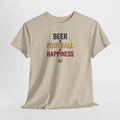 Beer + Football = Happiness T-Shirt | Football Fan Tee, Beer Lover Shirt