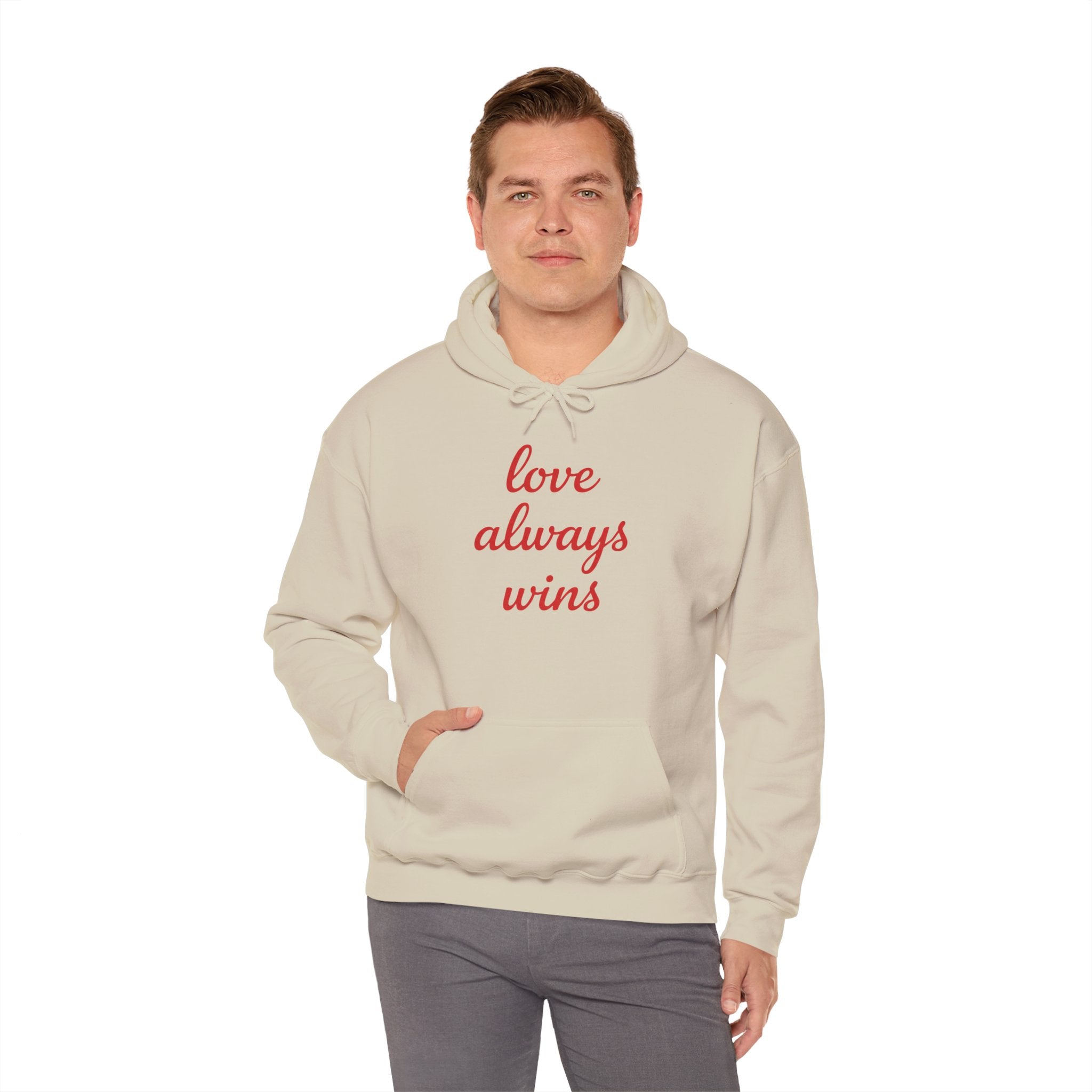 Valentine's Day Love Always Wins Hoodie | XOXO Red Script