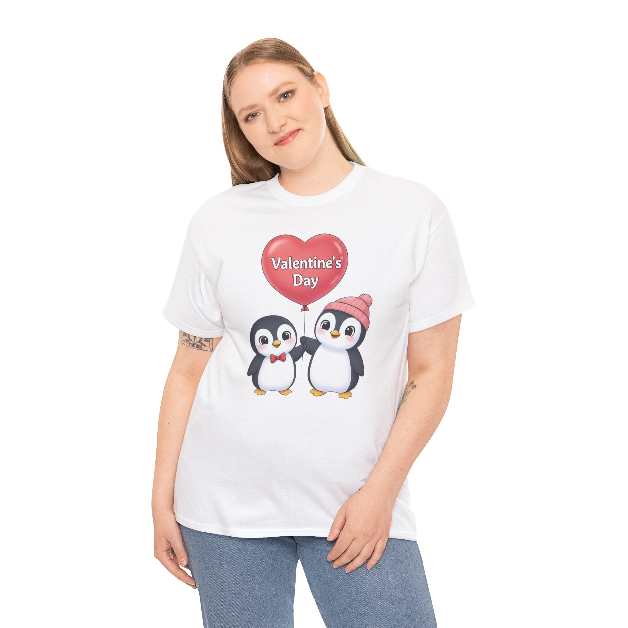 Cute Penguin Couple Valentine's Day T-Shirt | Heart Balloon