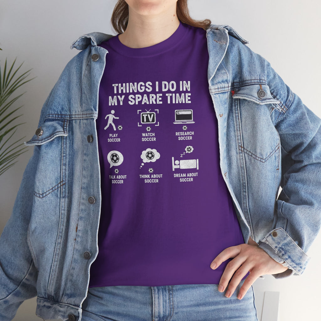 Things I Do In My Spare Time Tee | Gaming Soccer, TV, Reading, Gardening Icons