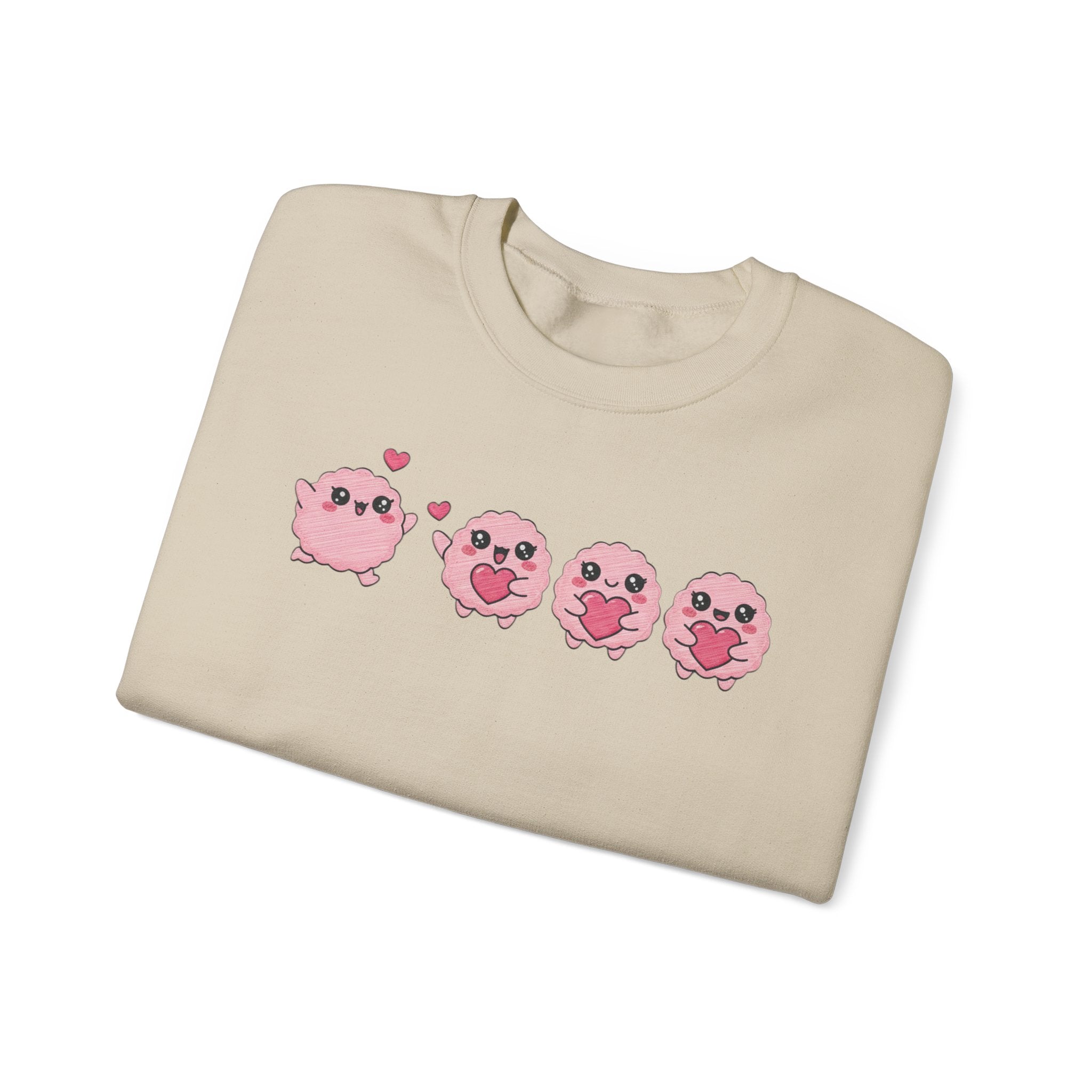 Valentine's Day Kawaii Pink Puff Sweatshirt | Cute Heart Emoji Character Crewneck