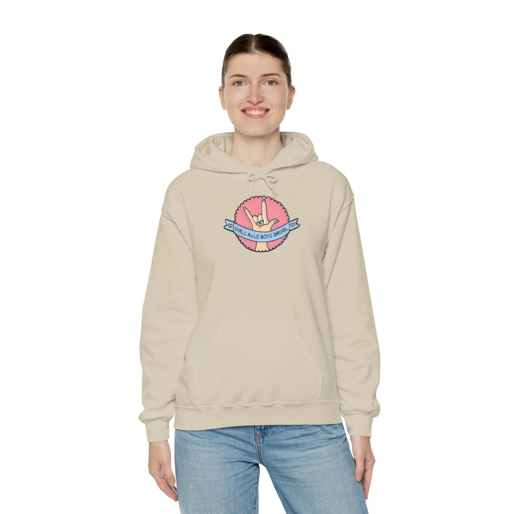 Girls Rule Boys Drool Graphic Hoodie - Trendy Feminist Streetwear Pullover