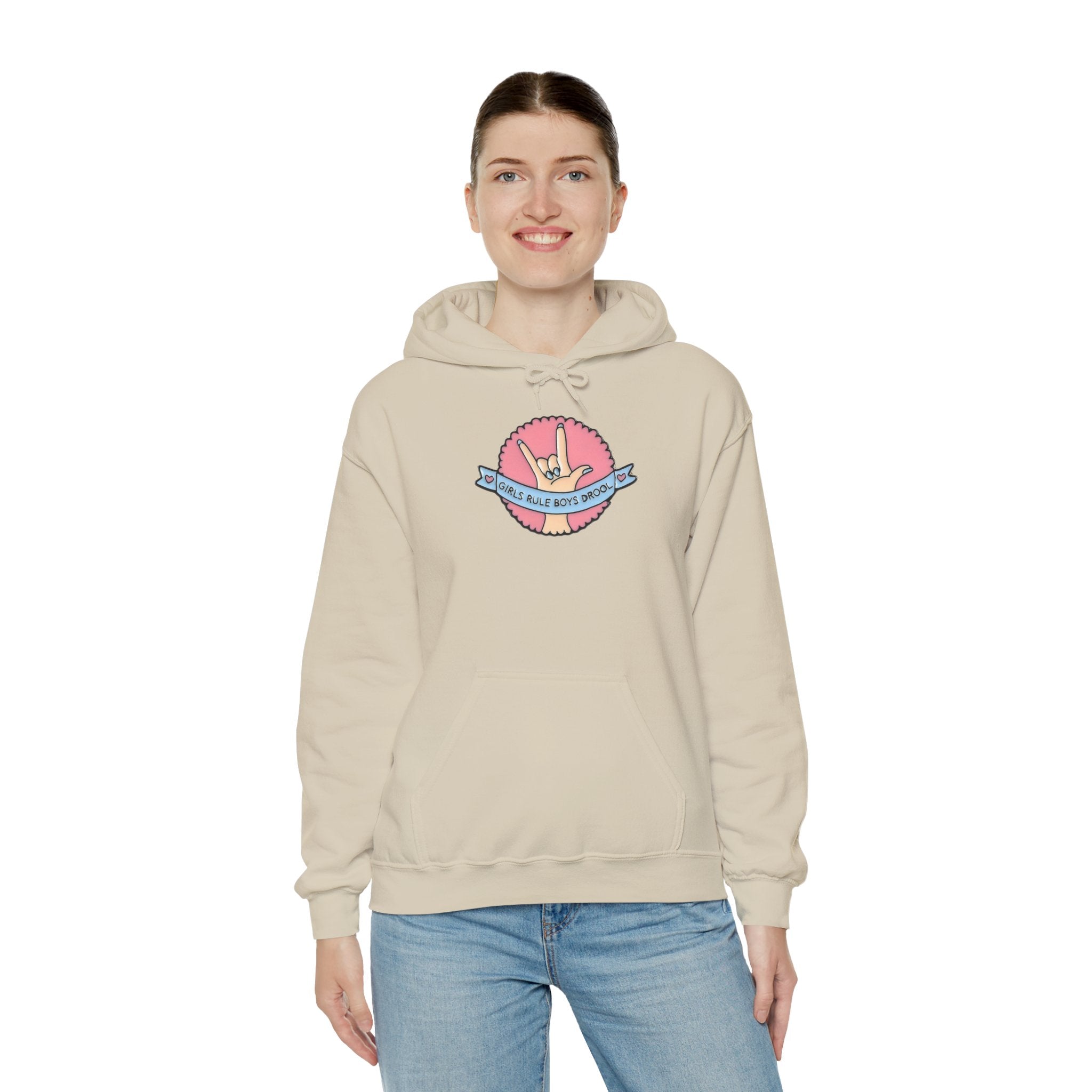 Girls Rule Boys Drool Graphic Hoodie - Trendy Feminist Streetwear Pullover