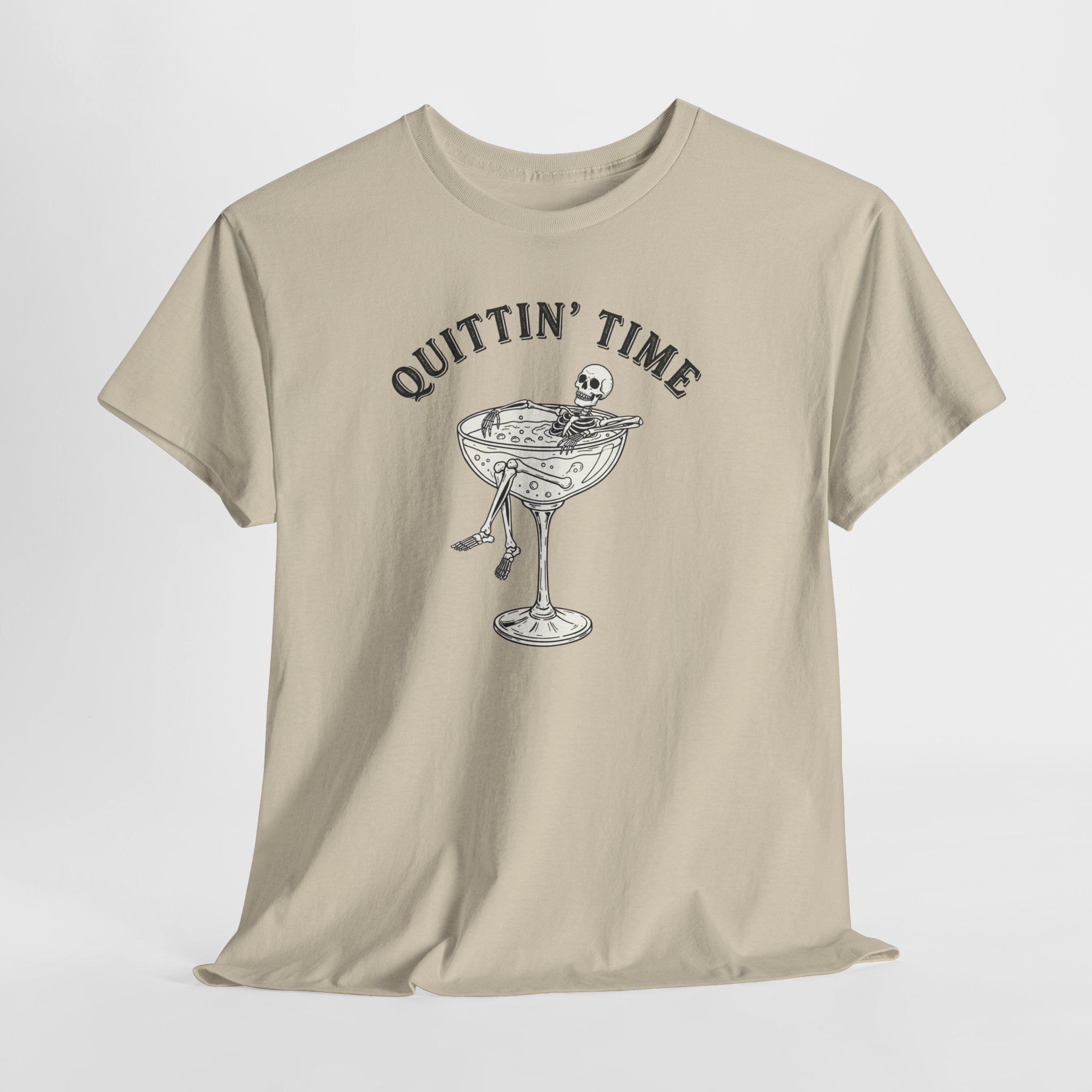 Quittin' Time Champagne Glass Illustration Tee | Retro Cocktail Shirt