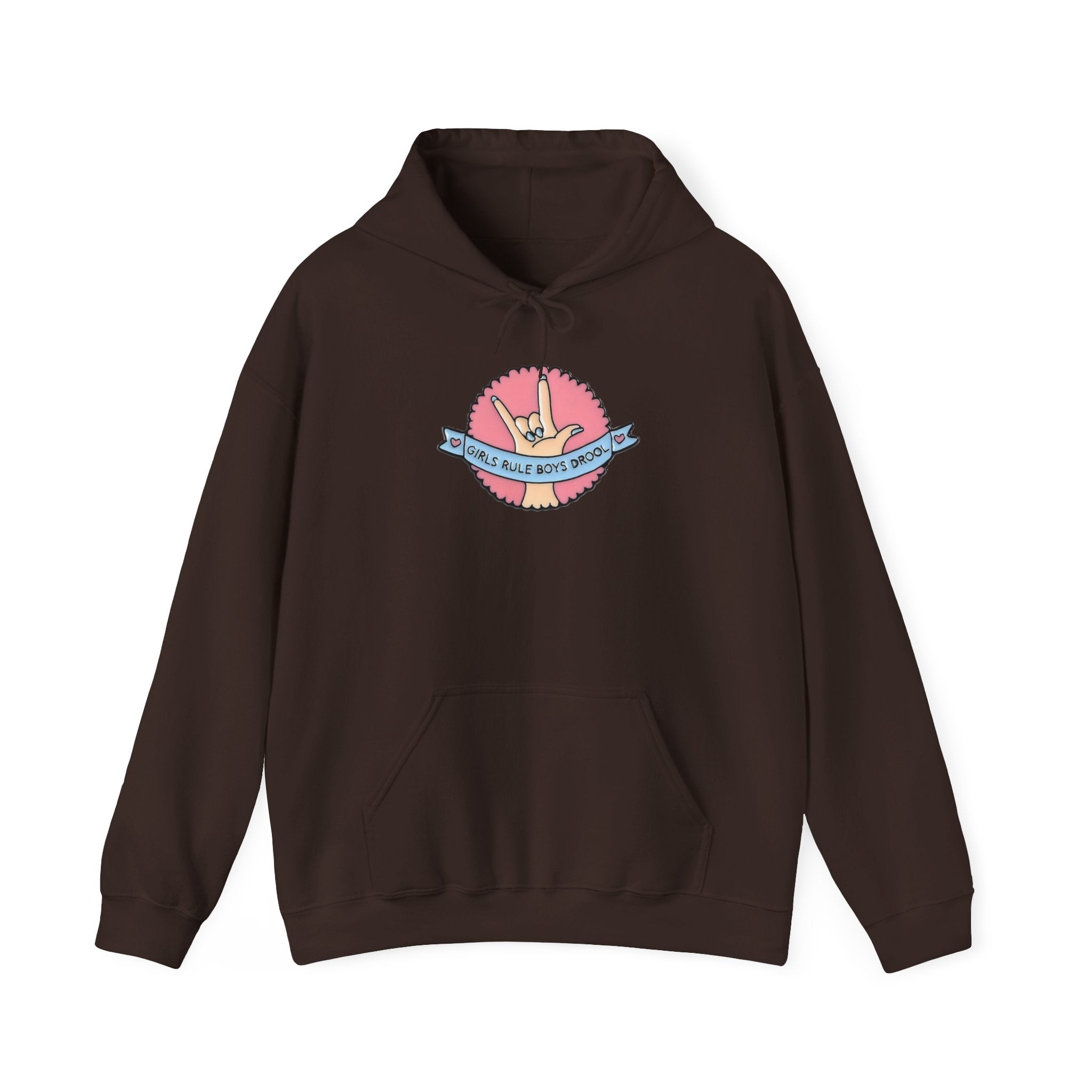 Girls Rule Boys Drool Graphic Hoodie - Trendy Feminist Streetwear Pullover