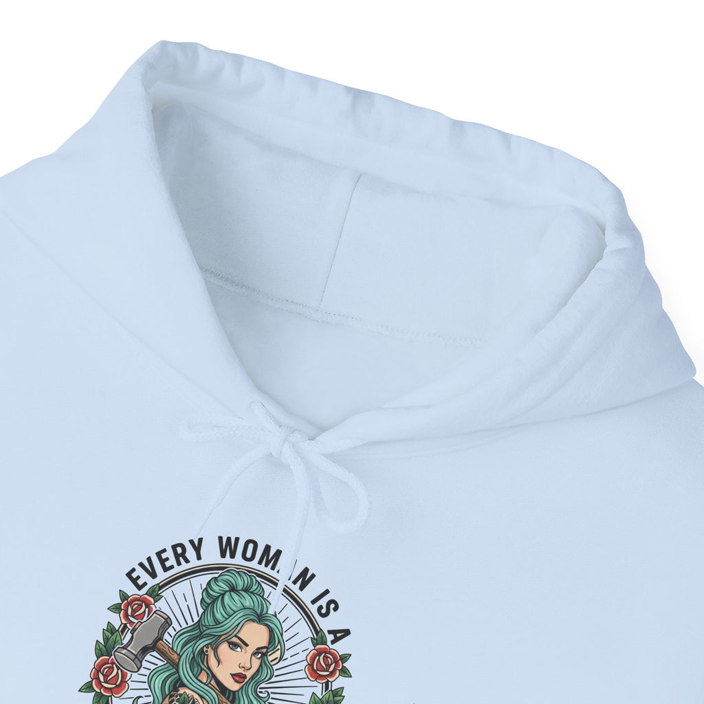 Every Woman Is Strong Woman Hoodie | Floral Tattoo Woman Illustration
