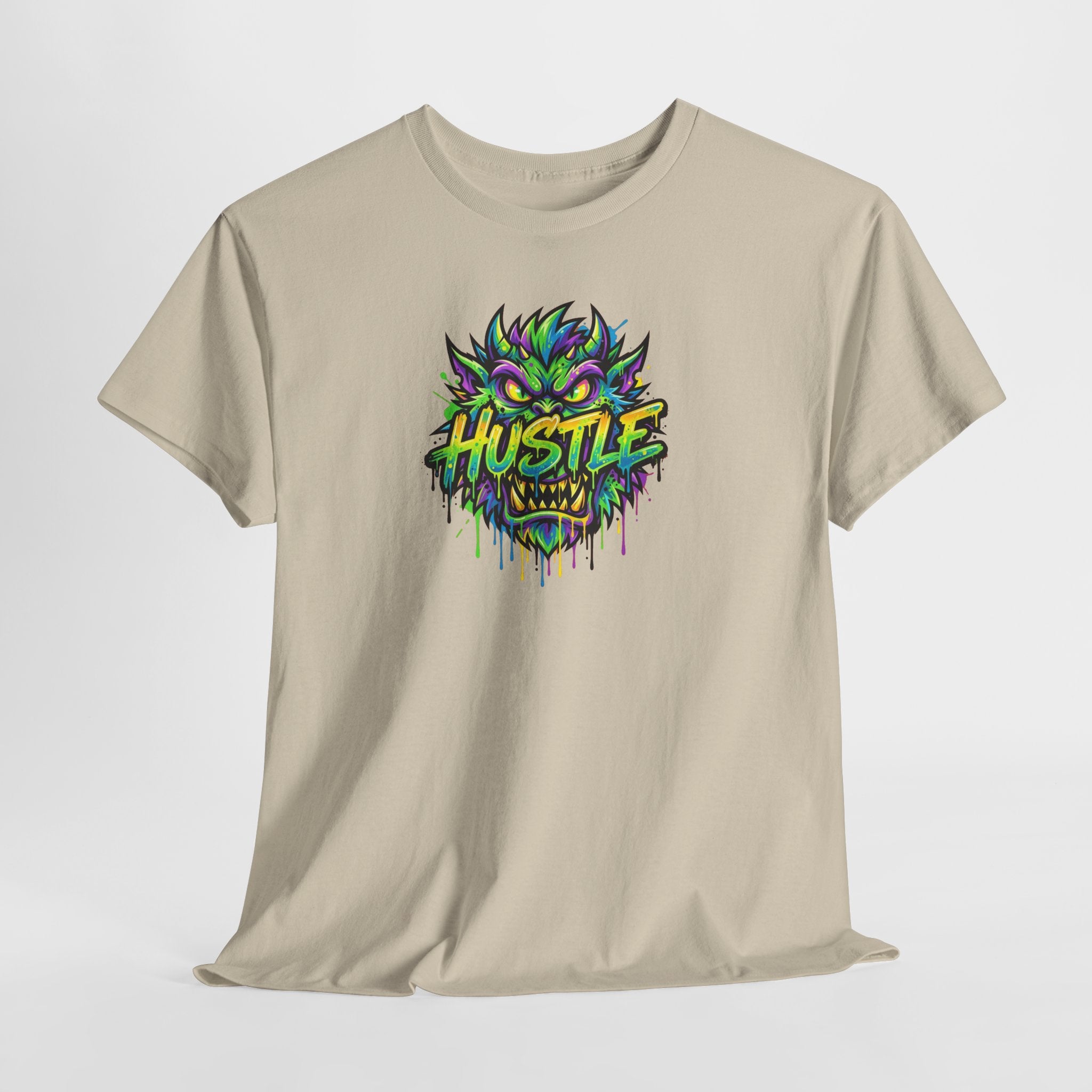Neon Monster Face Hustle Tee | Graphic T-Shirt, Streetwear Drip