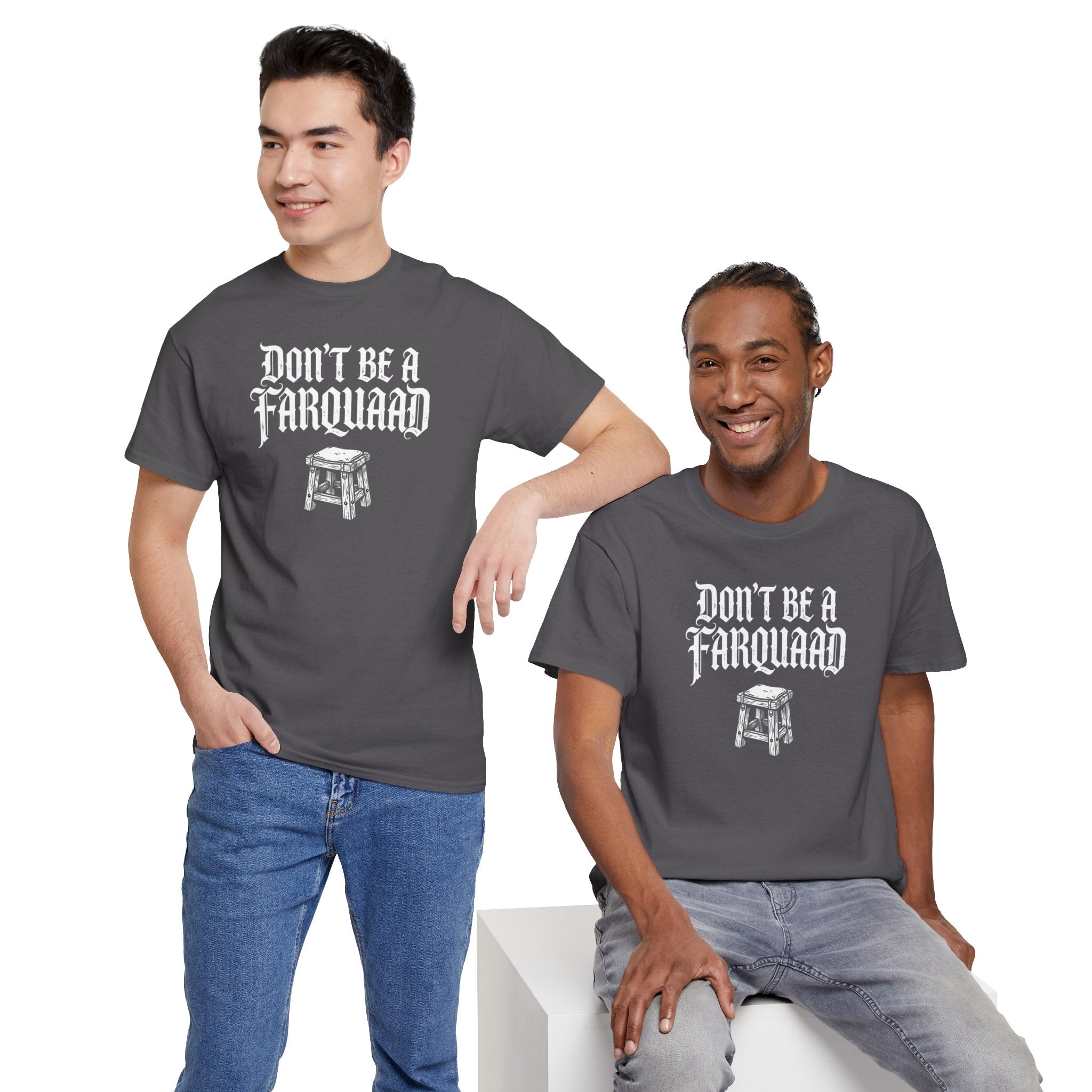 Don't Be a Farquaad Stool T-Shirt | Shrek Parody, Gothic Text