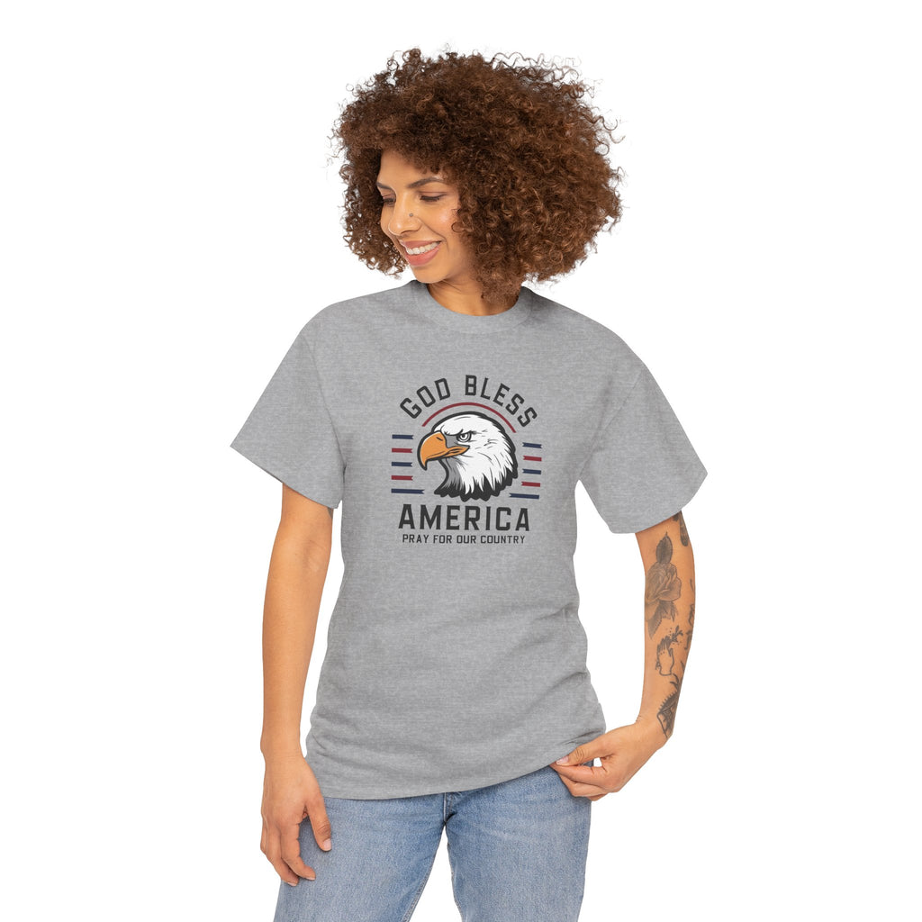 God Bless America Eagle Memorial Day Tee | Patriotic USA Flag Stripes