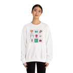 Sports Icons grid Crewneck Sweatshirt | soccer, trophy, cleats, whistle