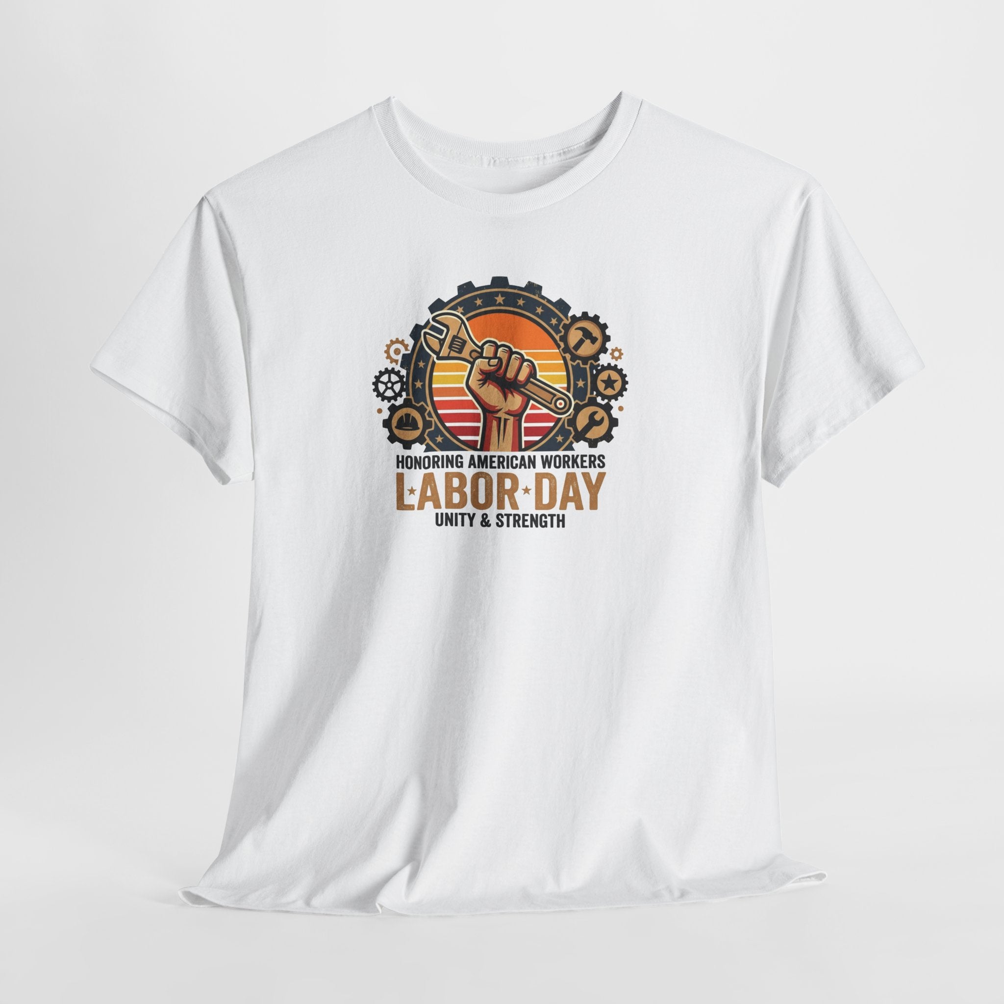 Labor Day Fist and Gears Tee | Honoring American Workers, Unity & Strength