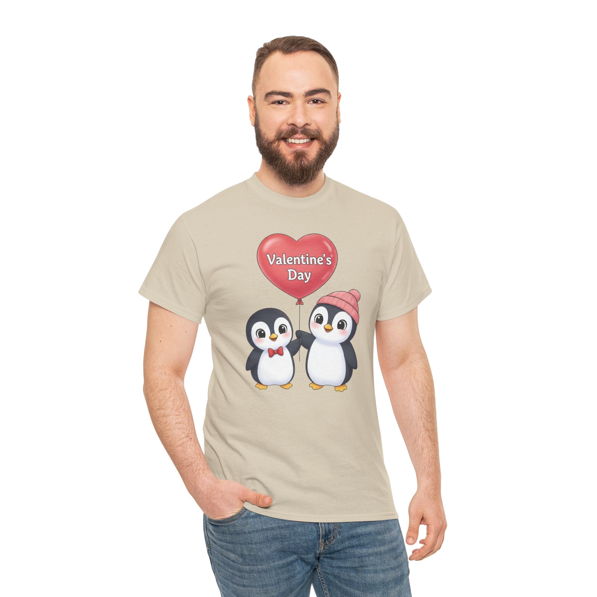 Cute Penguin Couple Valentine's Day T-Shirt | Heart Balloon